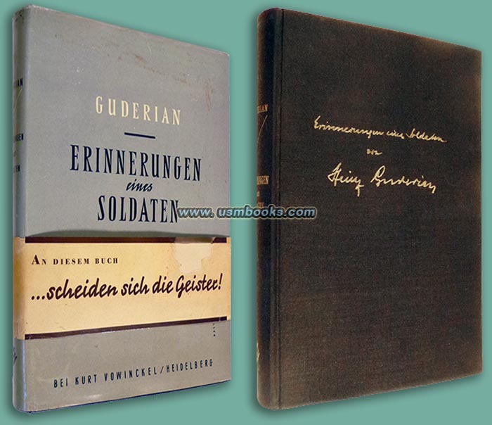 Heinz Wilhelm Guderian, Erinnerungen eines Soldaten mit Schutzumschlag